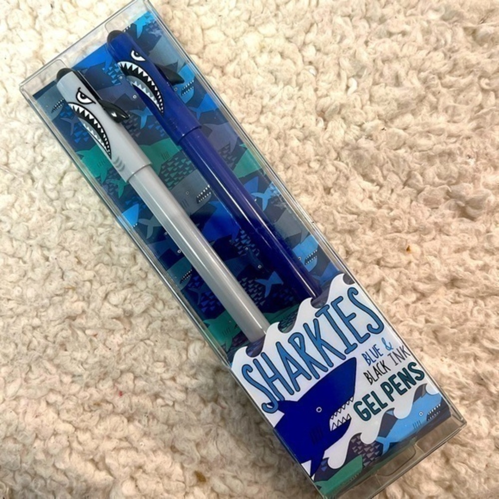 OOLY "Sharkies" Black & Blue Ink Gel Pens Set of 2